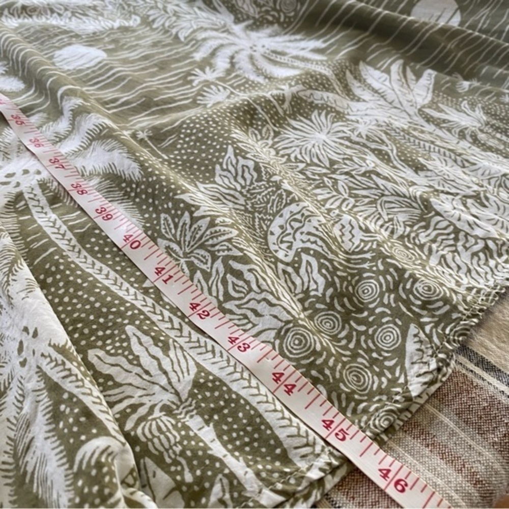 Desmond & Dempsey X H&M Green White Tropical Palm Print Linen Blend Midi Dress S - Picture 14 of 15